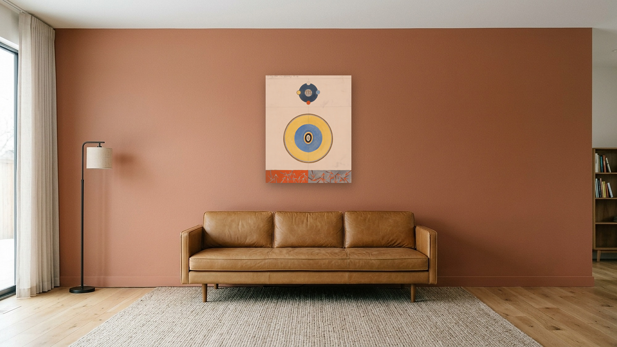 Series VII, No. 3, Appendix e. by Hilma af Klint, shown at 32 × 40 in (81.3 × 101.6 cm) as gallery-wrapped canvas, media room