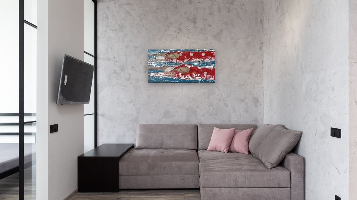 The Journey by Dobee Snowber, shown at 20 × 40 in (50.8 × 101.6 cm) as gallery-wrapped canvas, media room
