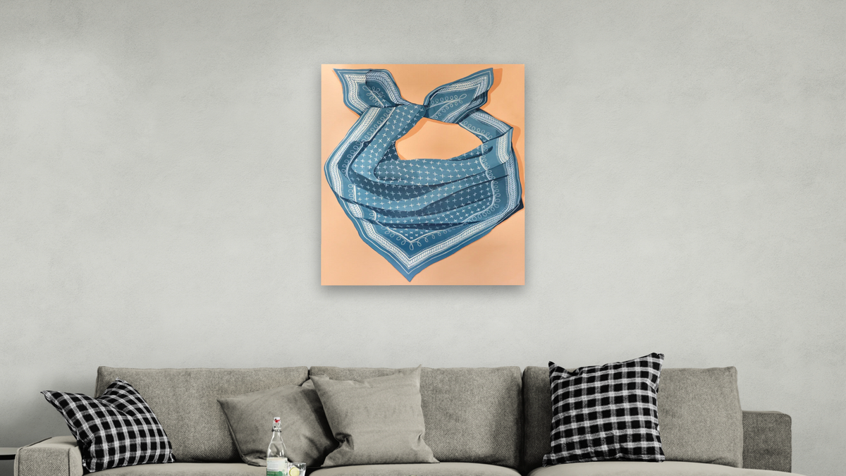 Don't Threaten Me With a Good Time, shown at 32 × 40 in (81.3 × 101.6 cm) as gallery-wrapped canvas, living
