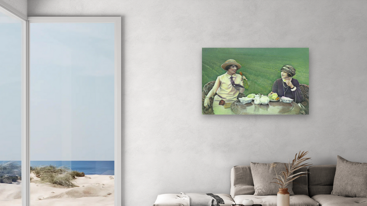 Carrot Ladies by Kirsten Söderlind, shown at 28 × 42 in (71.1 × 106.7 cm) as gallery-wrapped canvas, living