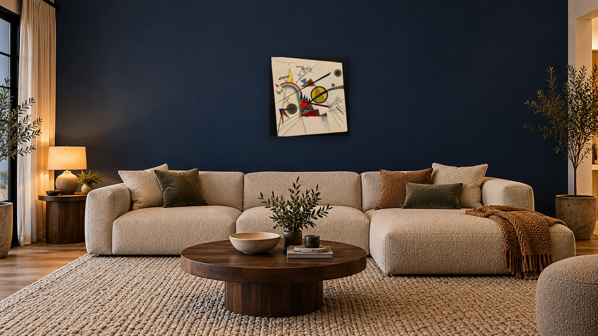 In the Black Square, shown at 32 × 32 in (81.3 × 81.3 cm) as gallery-wrapped canvas, media room