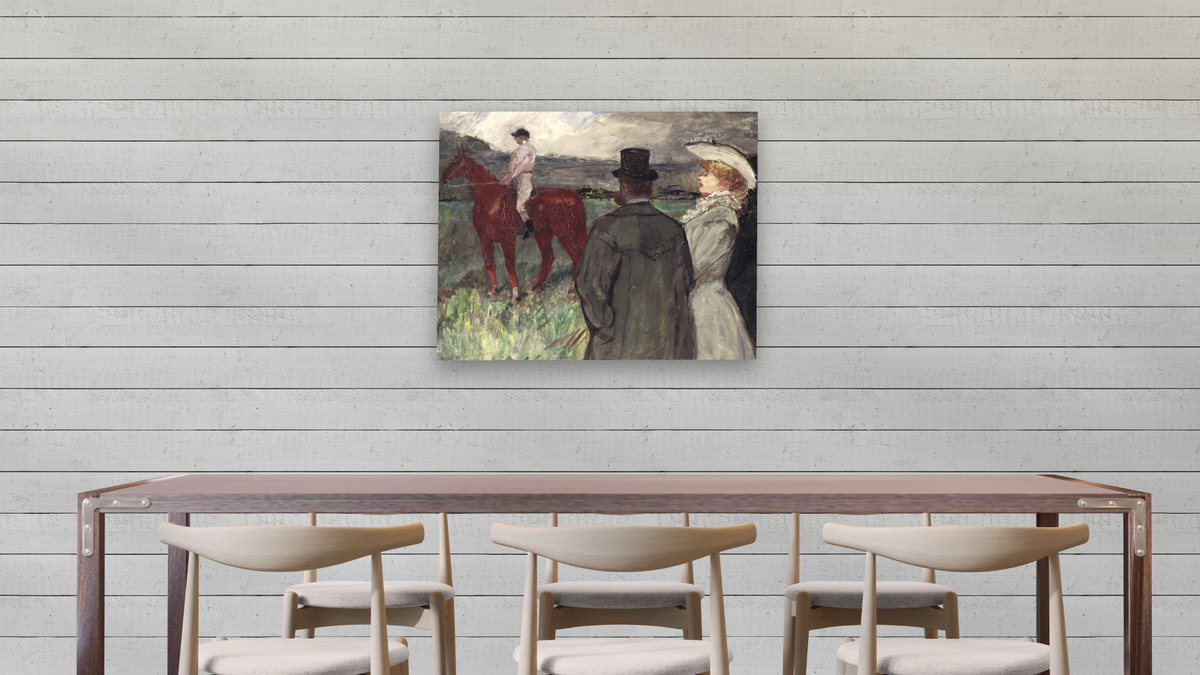 At the Racecourse by Henri de Toulouse-Lautrec, shown at 32 × 40 in (81.3 × 101.6 cm) as gallery-wrapped canvas, dining
