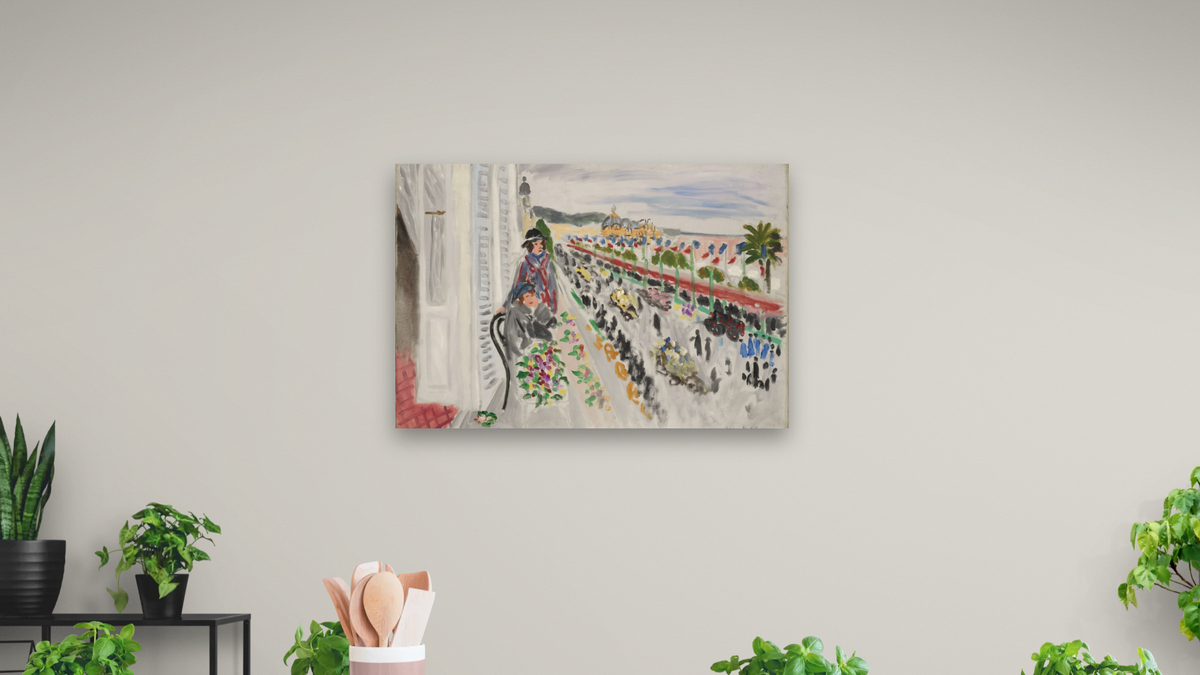 Festival of Flowers by Henri Matisse, shown at 28 × 42 in (71.1 × 106.7 cm) as gallery-wrapped canvas, dining