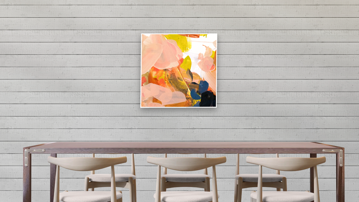 Snack 15 by Nino Yuniardi, shown at 32 × 32 in (81.3 × 81.3 cm) as gallery-wrapped canvas, dining