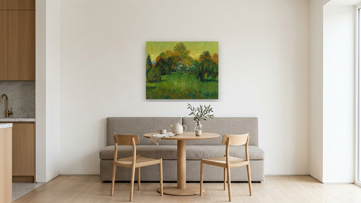 The Poet's Garden by Vincent van Gogh, shown at 32 × 40 in (81.3 × 101.6 cm) as gallery-wrapped canvas, kitchen