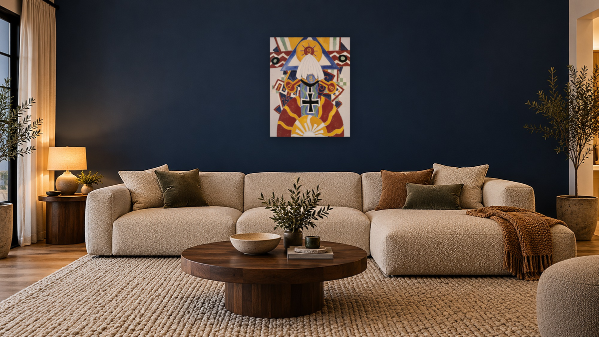 Painting Number 49, Berline by Marsden Hartley, shown at 32 × 40 in (81.3 × 101.6 cm) as gallery-wrapped canvas, media room