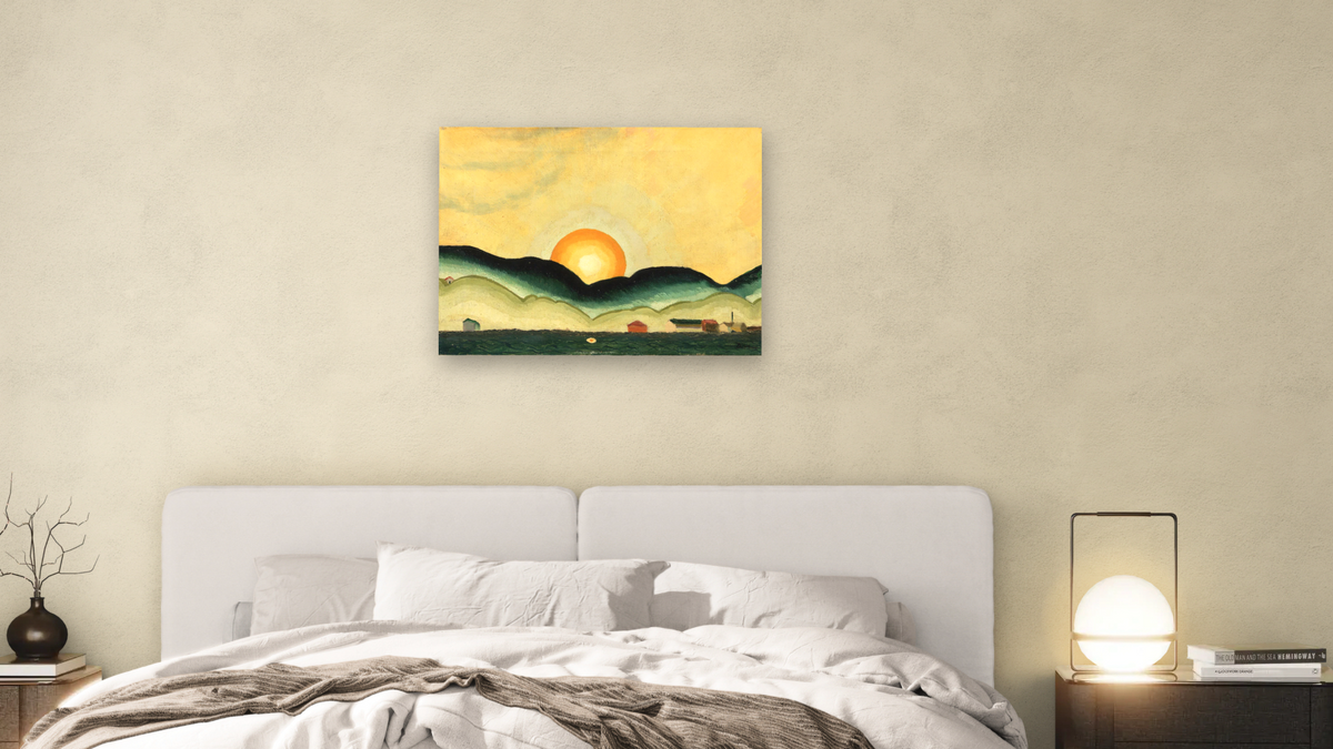Sunrise, Northport Harbor by Arthur Garfield Dove, shown at 30 × 40 in (76.2 × 101.6 cm) as gallery-wrapped canvas, bedroom