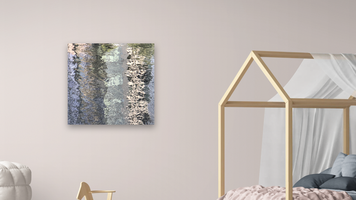Balm and Antidote by Judith Rayl, shown at 32 × 32 in (81.3 × 81.3 cm) as gallery-wrapped canvas, bedroom