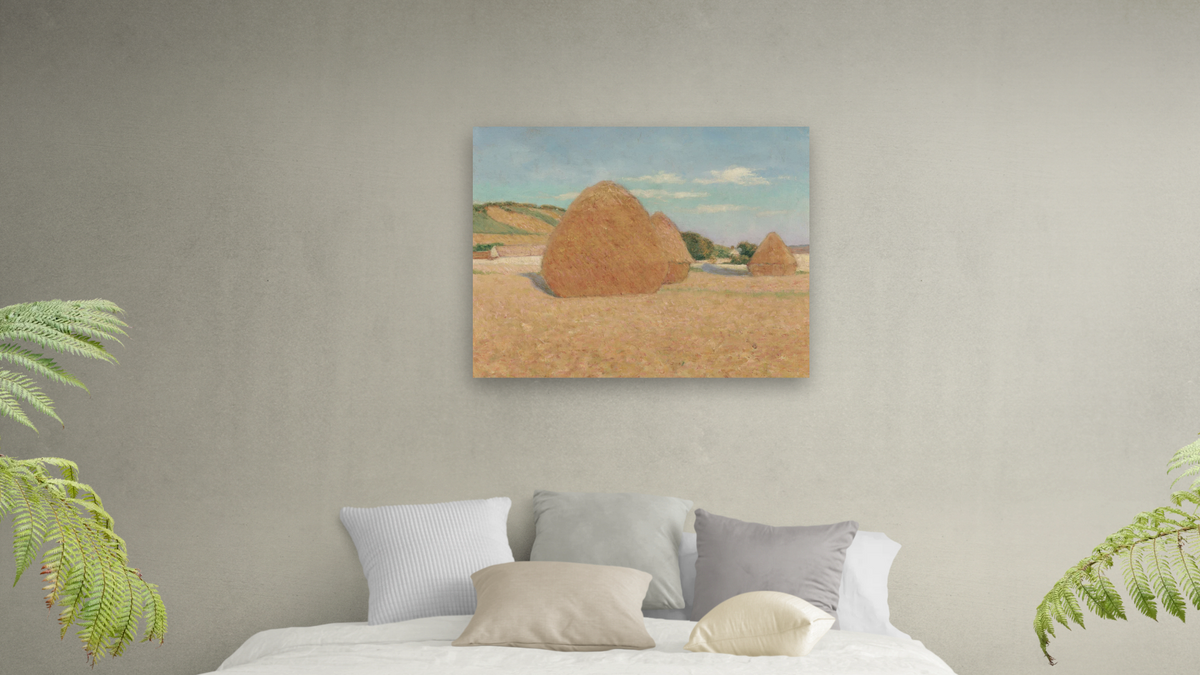 Studies of an Autumn Day by John Leslie Breck, shown at 32 × 40 in (81.3 × 101.6 cm) as gallery-wrapped canvas, bedroom