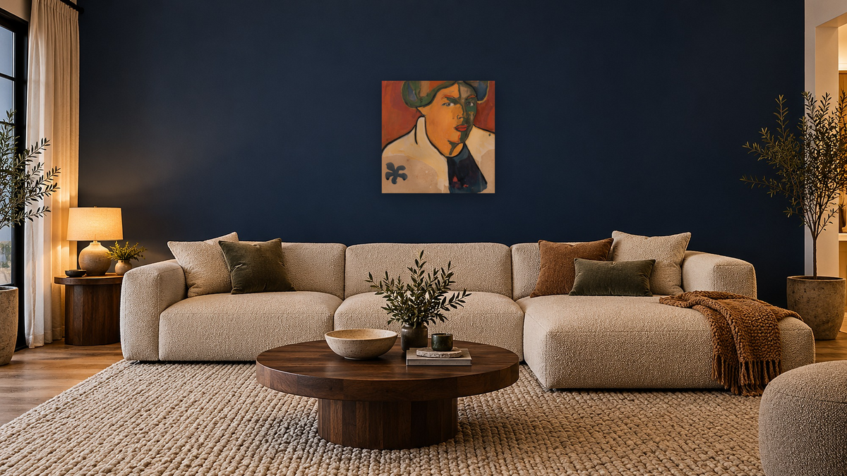 Portrait by Kazimir Malevich, shown at 32 × 32 in (81.3 × 81.3 cm) as gallery-wrapped canvas, media room