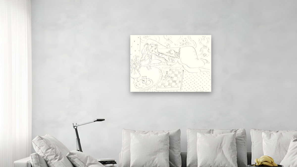 Reclining Odalisque with Checkerboard by Henri Matisse, shown at 30 × 40 in (76.2 × 101.6 cm) as gallery-wrapped canvas, living