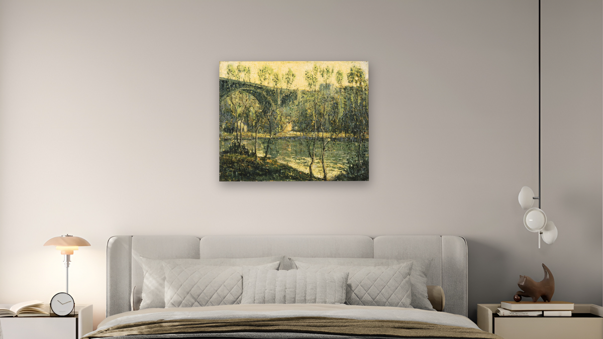 Spring Morning by Ernest Lawson, shown at 32 × 40 in (81.3 × 101.6 cm) as gallery-wrapped canvas, bedroom