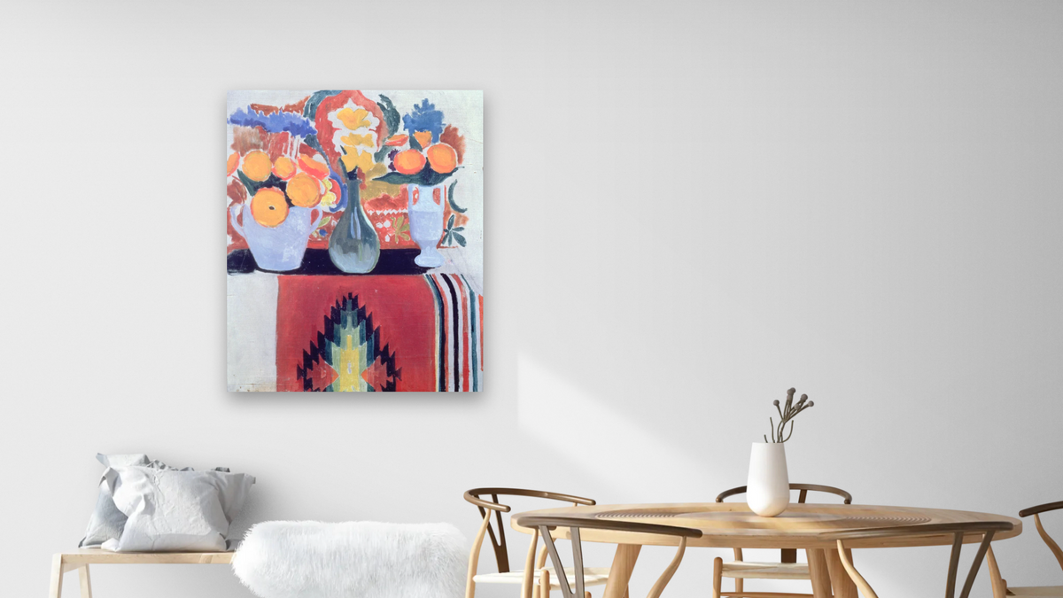 Still Life by Joseph Stella, shown at 32 × 40 in (81.3 × 101.6 cm) as gallery-wrapped canvas, dining