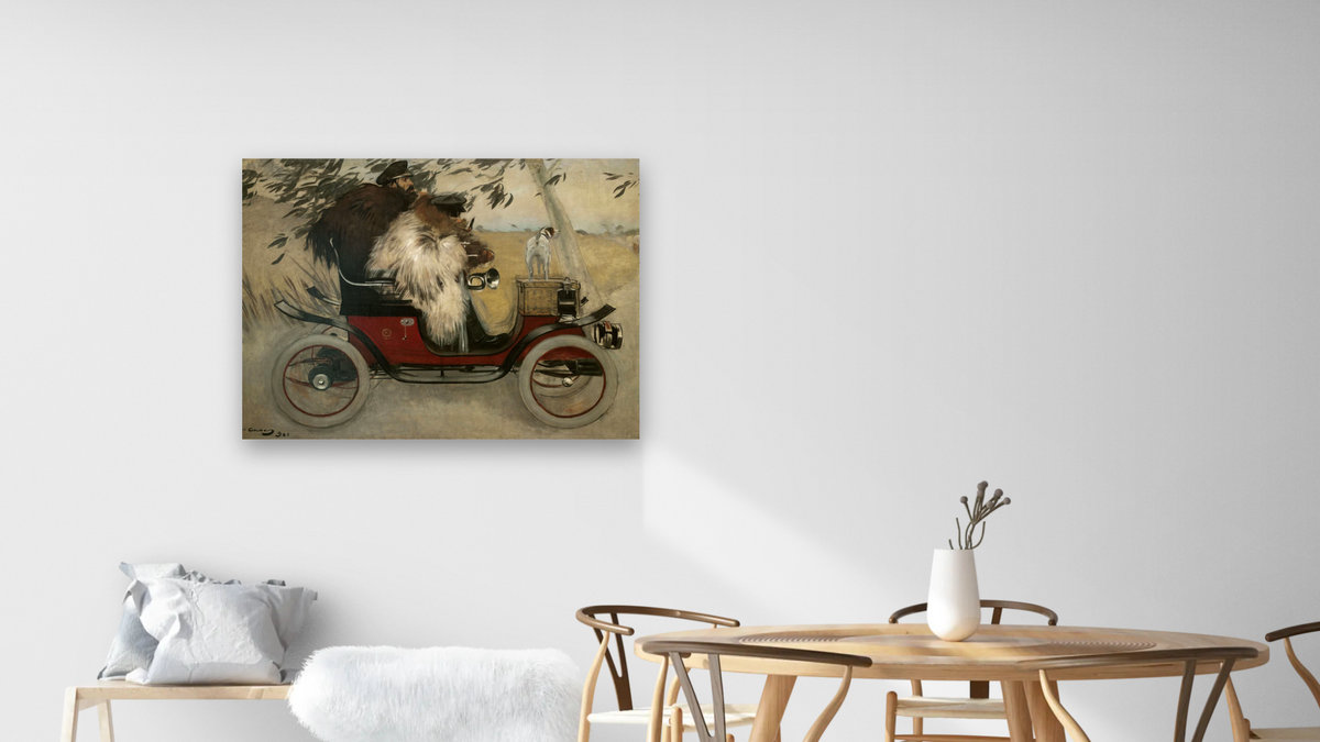 Ramón Casas i Pere Romeu en un automobil. Barcelona by Ramón Casas, shown at 30 × 40 in (76.2 × 101.6 cm) as gallery-wrapped canvas, dining