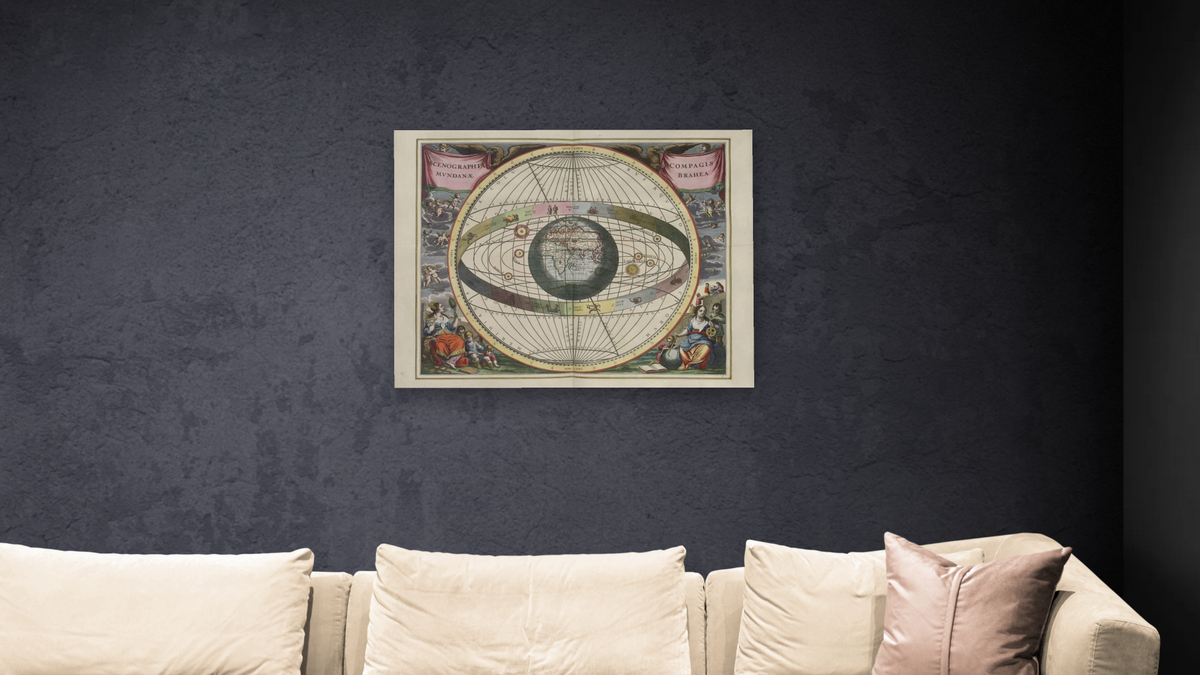 Plate 7 from Harmonia Macrocosmica by Andreas Cellarius, shown at 32 × 40 in (81.3 × 101.6 cm) as gallery-wrapped canvas, living