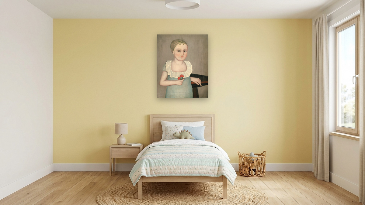 Henrietta Dorr by Ammi Phillips, shown at 32 × 40 in (81.3 × 101.6 cm) as gallery-wrapped canvas, kids' room