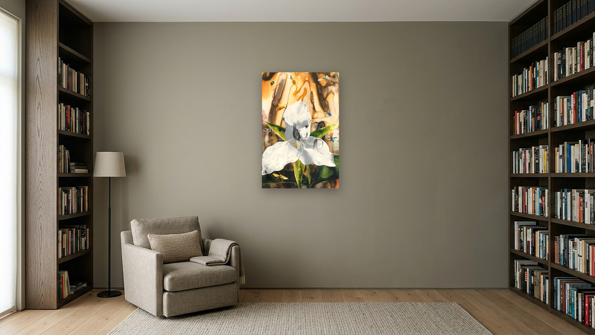 Trillium by Alexis Rockman, shown at 28 × 42 in (71.1 × 106.7 cm) as gallery-wrapped canvas, library