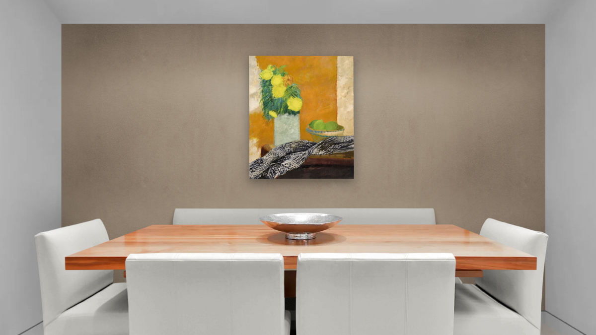 La Jatte de Citrons by Guy Bardone, shown at 32 × 40 in (81.3 × 101.6 cm) as gallery-wrapped canvas, dining