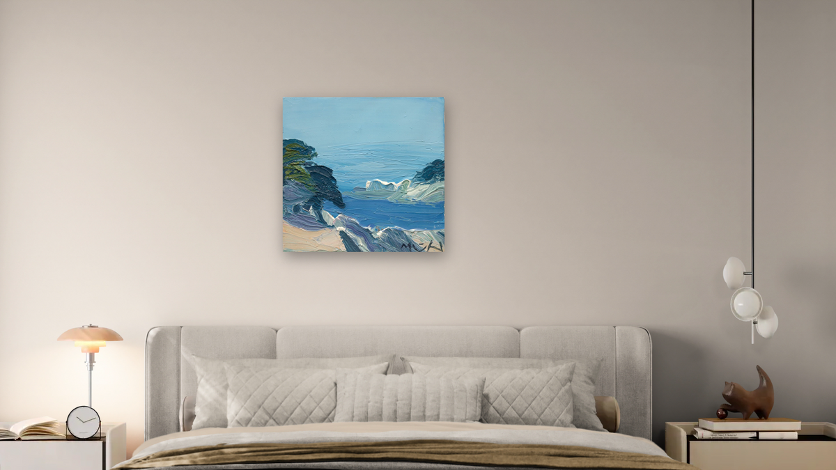 Saint-Honorat by Roger Mühl, shown at 32 × 32 in (81.3 × 81.3 cm) as gallery-wrapped canvas, bedroom