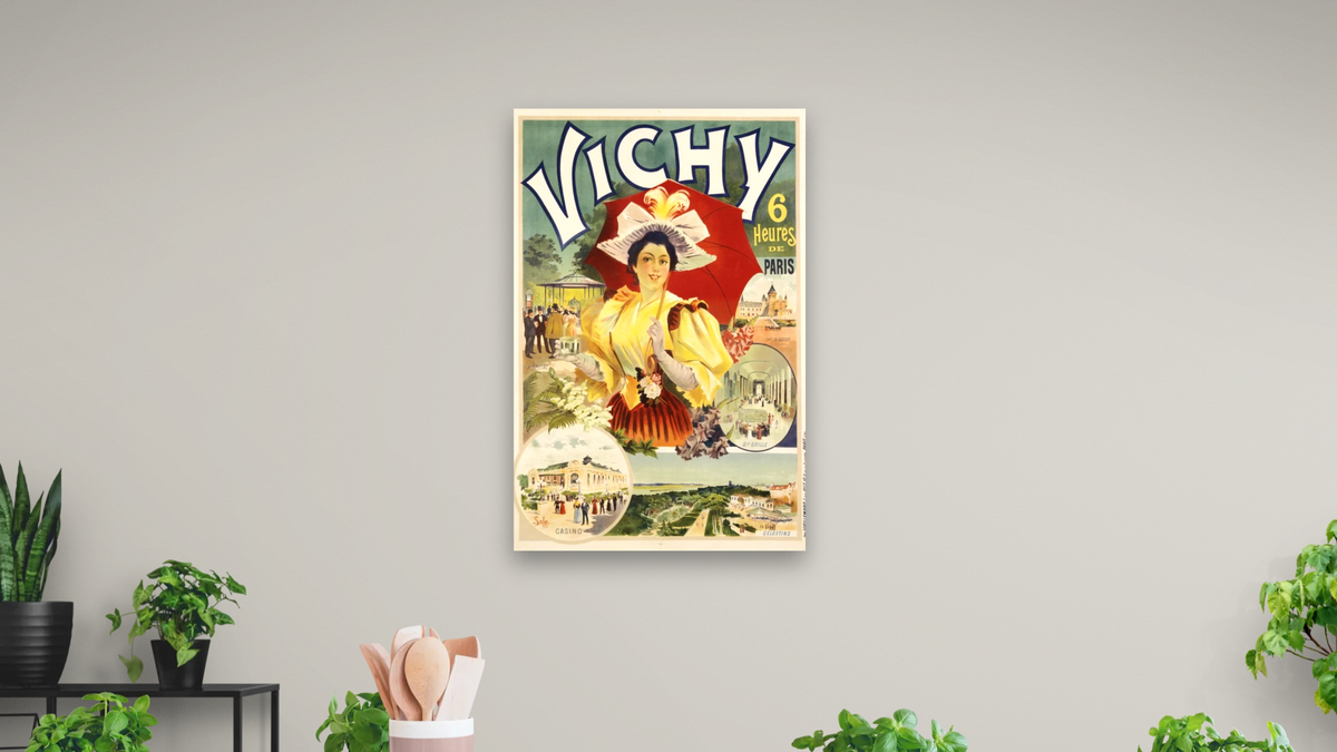 Vichy Poster by Sala, shown at 28 × 42 in (71.1 × 106.7 cm) as gallery-wrapped canvas, dining