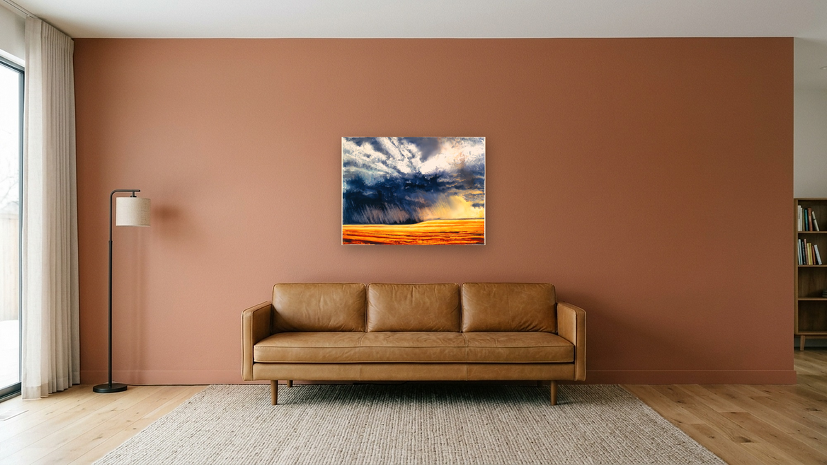 Wheat Field by Alexis Rockman, shown at 30 × 40 in (76.2 × 101.6 cm) as gallery-wrapped canvas, media room