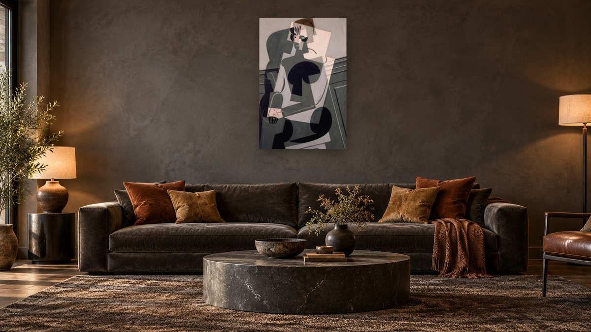 Portrait of Madame Josette Gris by Juan Gris, shown at 28 × 42 in (71.1 × 106.7 cm) as gallery-wrapped canvas, den