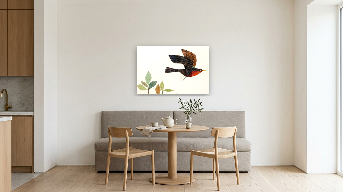 Inch by Inch IV by Leo Lionni, shown at 28 × 42 in (71.1 × 106.7 cm) as gallery-wrapped canvas, kitchen