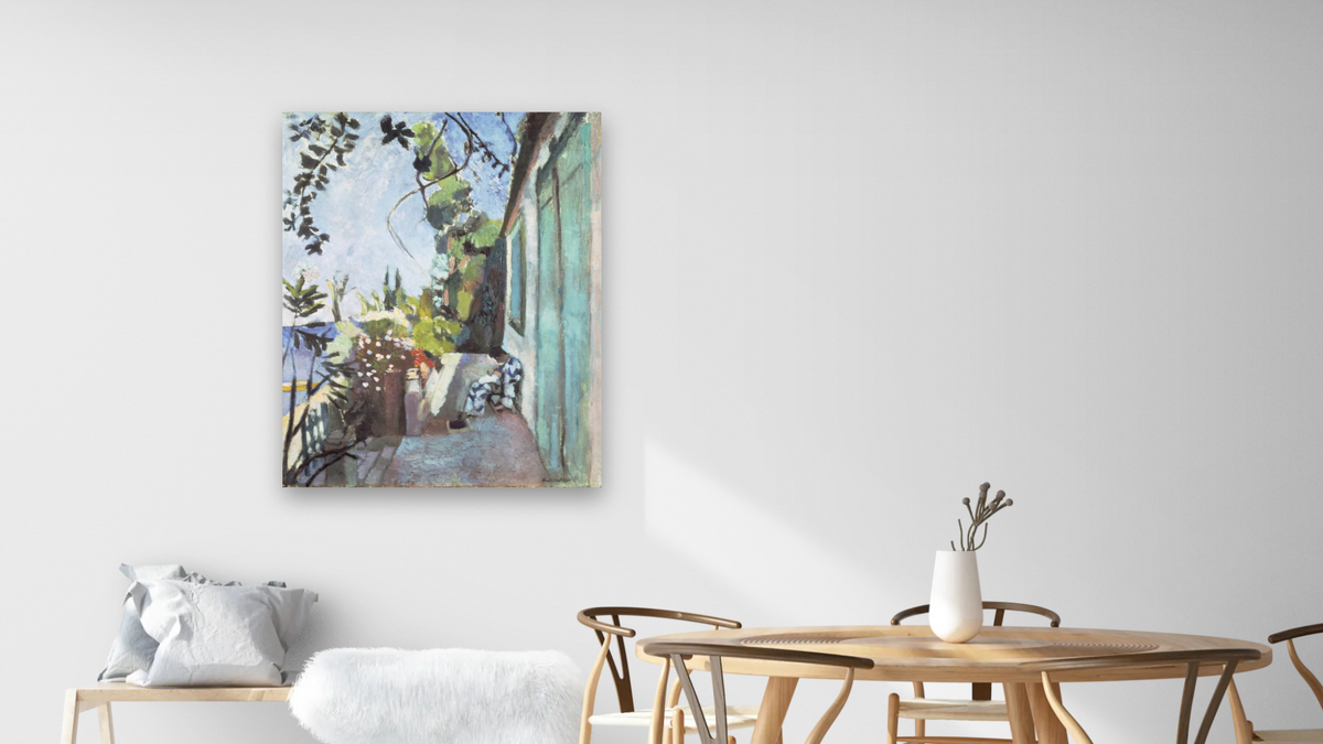 The Terrace, St. Tropez by Henri Matisse, shown at 32 × 40 in (81.3 × 101.6 cm) as gallery-wrapped canvas, dining
