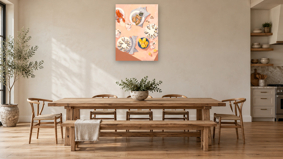 Lifes Little Luxuries by Catherine Gerke, shown at 30 × 40 in (76.2 × 101.6 cm) as gallery-wrapped canvas, kitchen