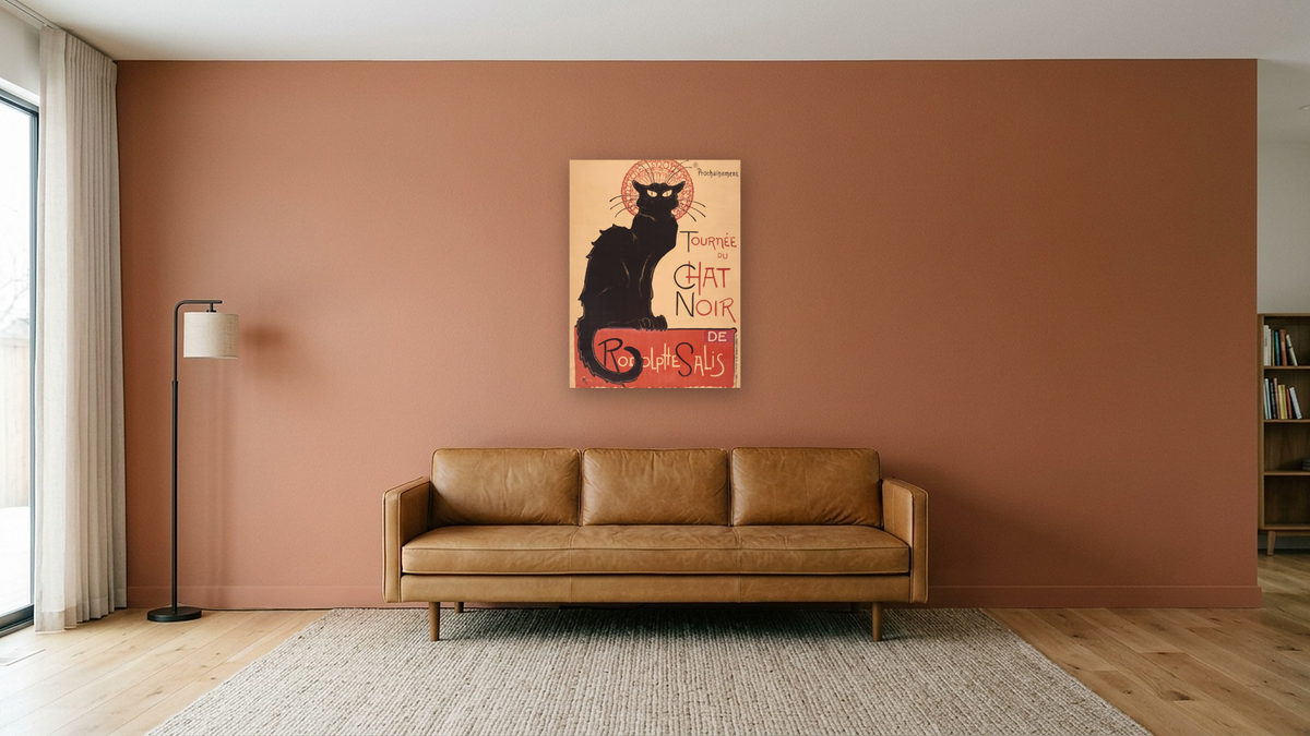 Tournée du Chat Noir de Rodolphe Salis by Théophile Alexandre Steinlen, shown at 30 × 40 in (76.2 × 101.6 cm) as gallery-wrapped canvas, media room