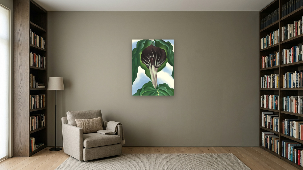 Jack-in-the-Pulpit No. 3 by Georgia O'Keeffe, shown at 30 × 40 in (76.2 × 101.6 cm) as gallery-wrapped canvas, library