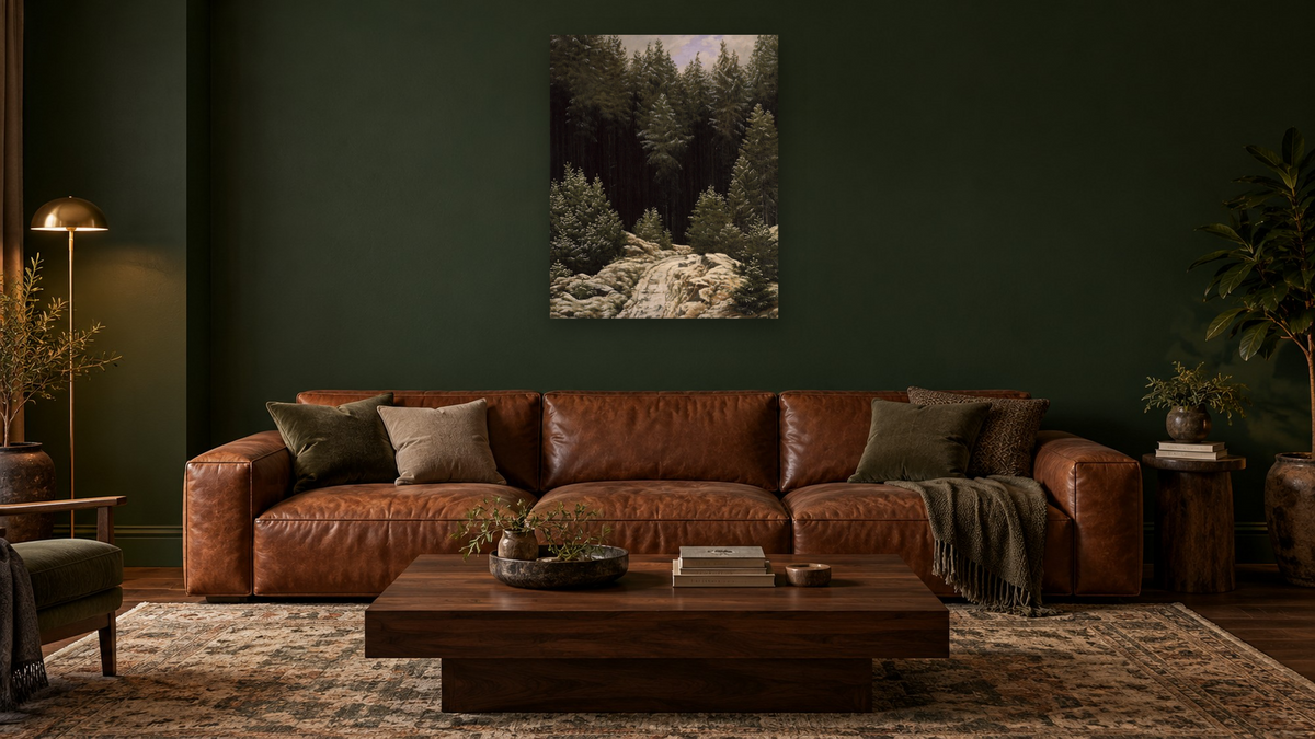Early Snow by Caspar David Friedrich, shown at 32 × 40 in (81.3 × 101.6 cm) as gallery-wrapped canvas, den