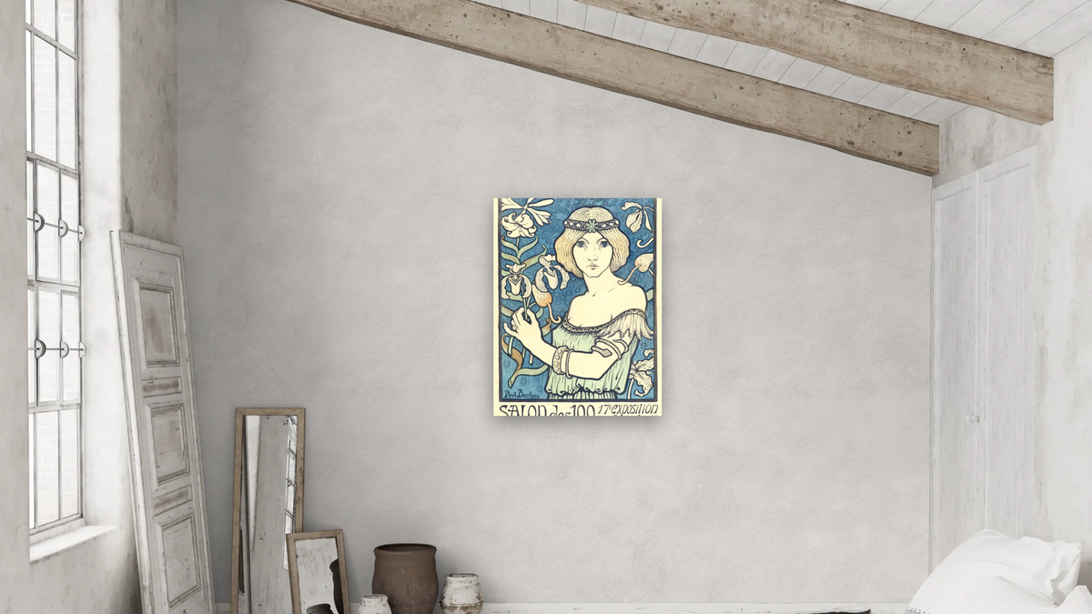 Salon des Cent by Paul Berthon, shown at 30 × 40 in (76.2 × 101.6 cm) as gallery-wrapped canvas, bedroom