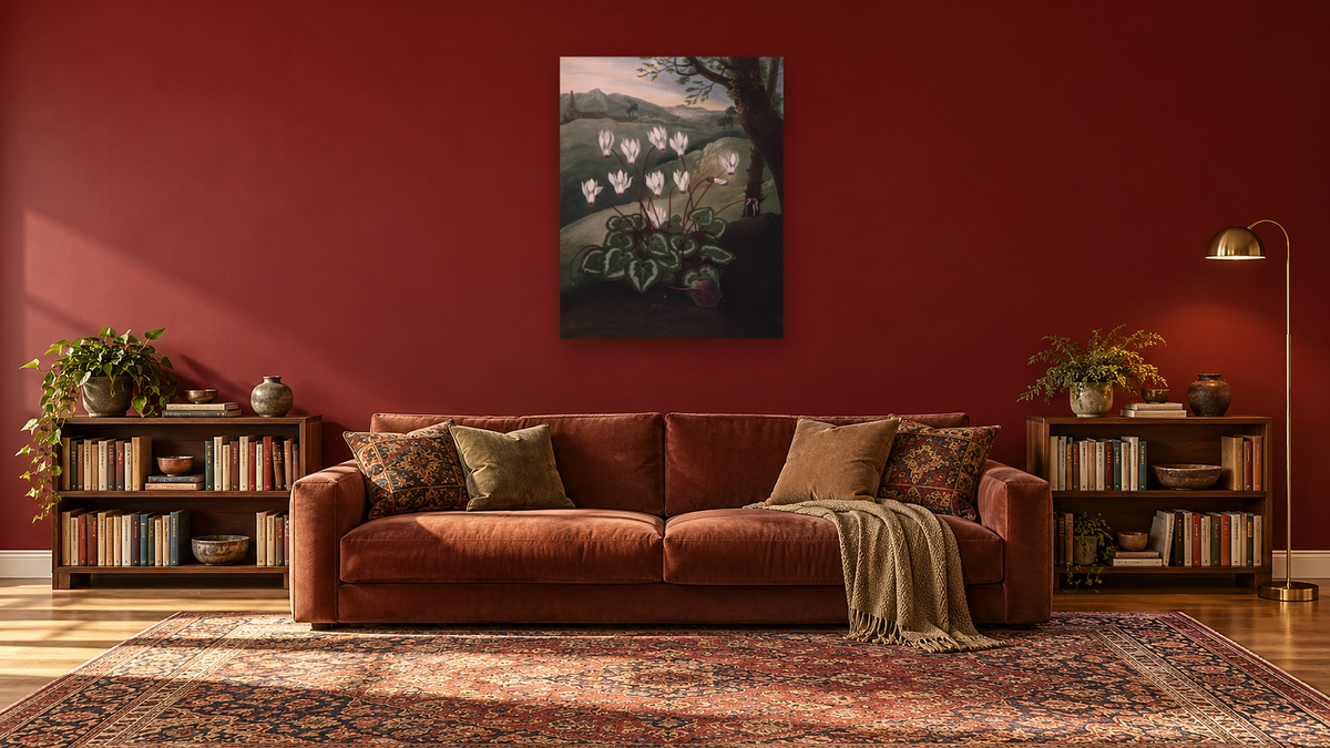 The Persian Cyclamen by Robert John Thornton, shown at 32 × 40 in (81.3 × 101.6 cm) as gallery-wrapped canvas, library