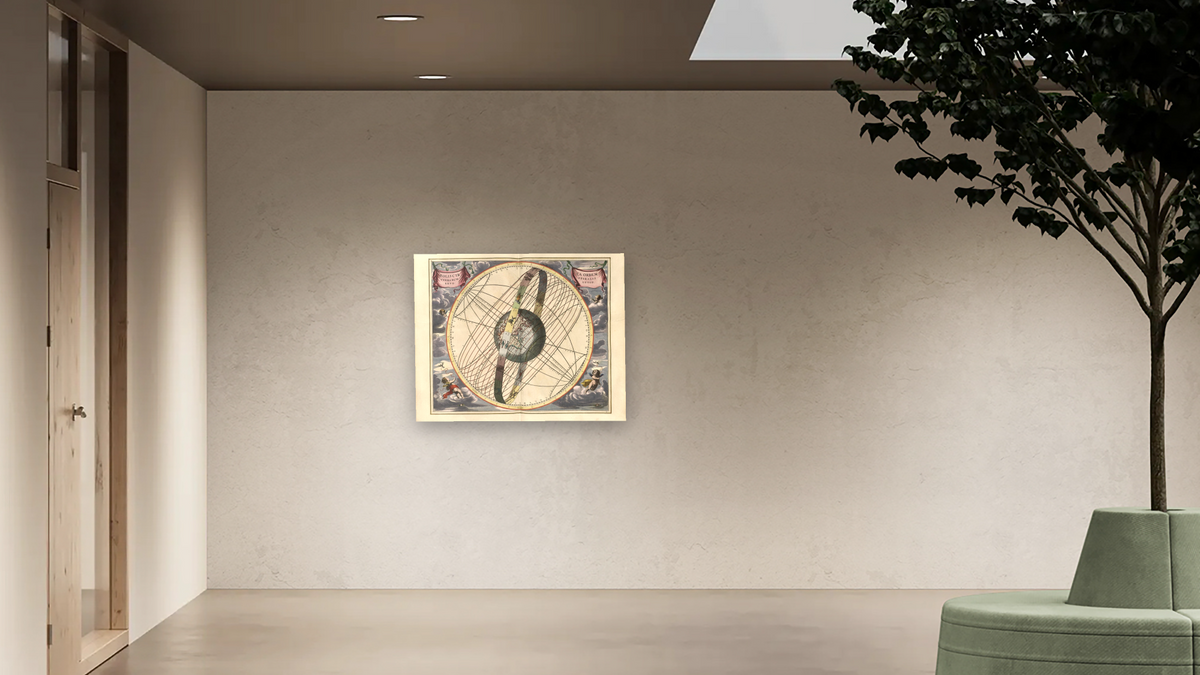 Plate 17 from Harmonia Macrocosmica by Andreas Cellarius, shown at 32 × 40 in (81.3 × 101.6 cm) as gallery-wrapped canvas, office