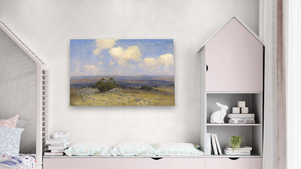 Sunlight and Shadow by Julian Onderdonk, shown at 28 × 42 in (71.1 × 106.7 cm) as gallery-wrapped canvas, bedroom