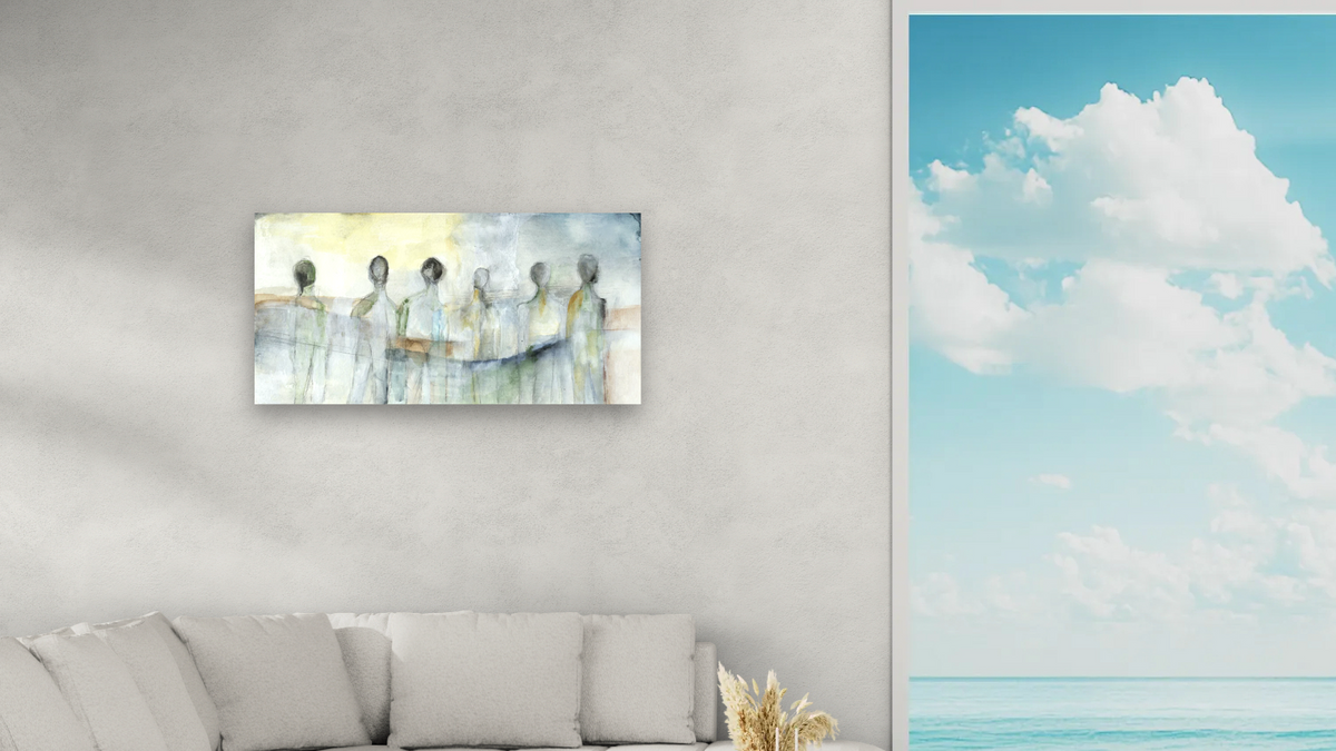 Family by Michelle Oppenheimer, shown at 20 × 40 in (50.8 × 101.6 cm) as gallery-wrapped canvas, living