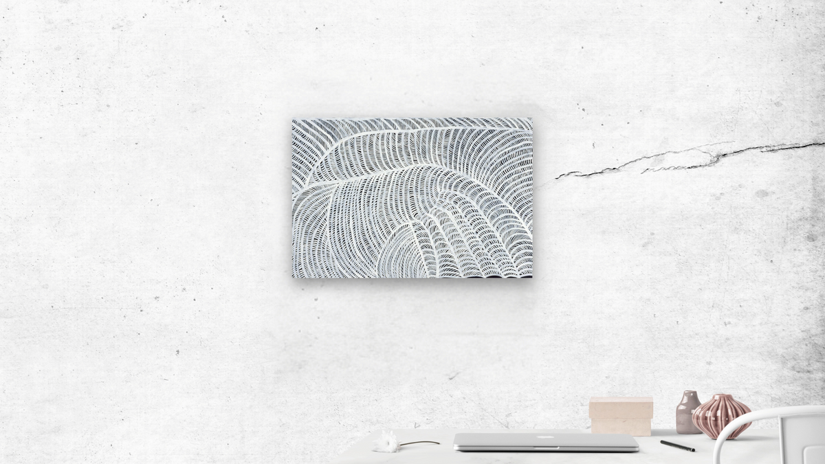 Awelye by Gloria Tamerre Petyarr, shown at 28 × 42 in (71.1 × 106.7 cm) as gallery-wrapped canvas, office