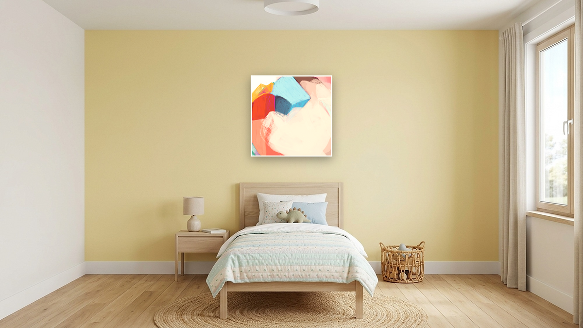 Candy Pop 2 by Nino Yuniardi, shown at 32 × 32 in (81.3 × 81.3 cm) as gallery-wrapped canvas, kids' room