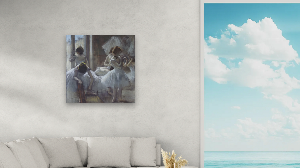 Dancers by Edgar Degas, shown at 32 × 32 in (81.3 × 81.3 cm) as gallery-wrapped canvas, living