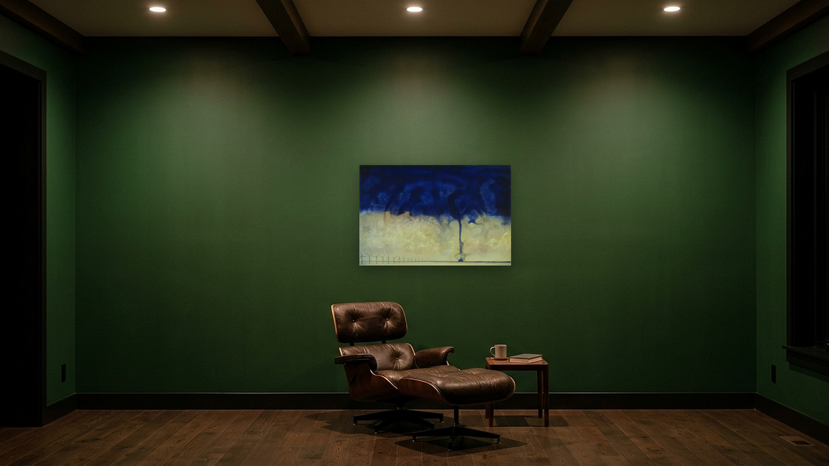 The Keys by Alexis Rockman, shown at 28 × 42 in (71.1 × 106.7 cm) as gallery-wrapped canvas, den