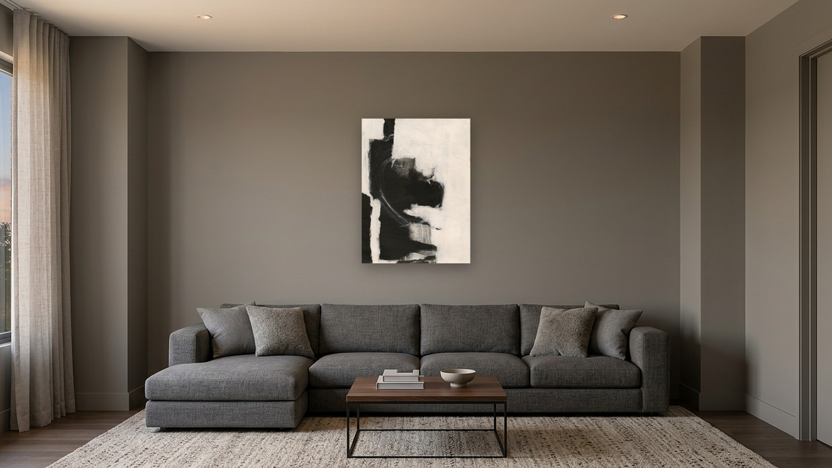 No. 367 by Michelle Oppenheimer, shown at 30 × 40 in (76.2 × 101.6 cm) as gallery-wrapped canvas, media room