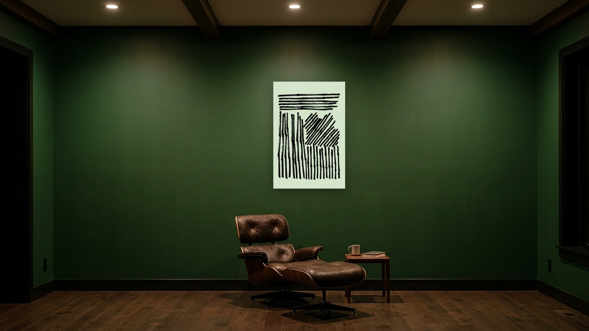 Blank 1 by Dan Hobday, shown at 28 × 42 in (71.1 × 106.7 cm) as gallery-wrapped canvas, den