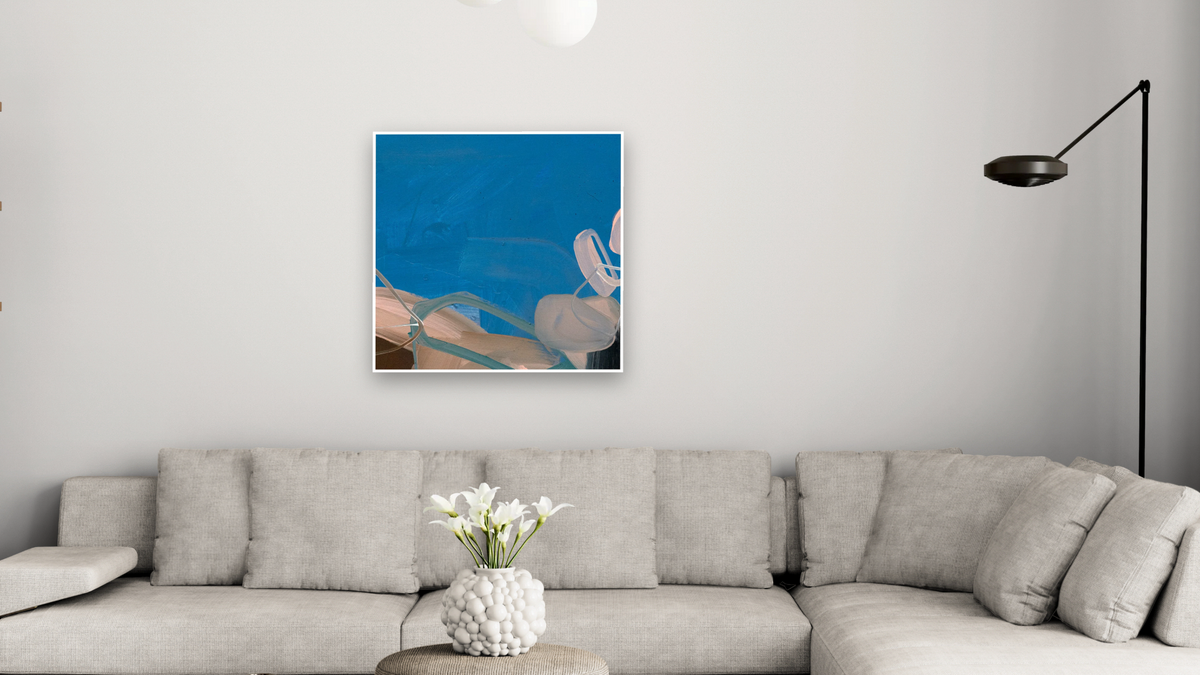 Snack 16 by Nino Yuniardi, shown at 32 × 32 in (81.3 × 81.3 cm) as gallery-wrapped canvas, living
