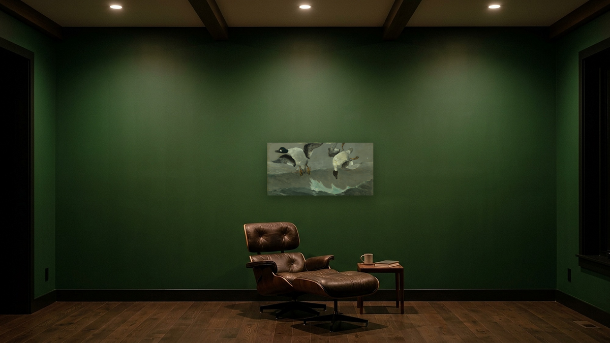Right and Left by Winslow Homer, shown at 20 × 40 in (50.8 × 101.6 cm) as gallery-wrapped canvas, den