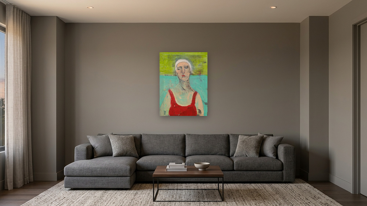 Don't You Dare by Dobee Snowber, shown at 30 × 40 in (76.2 × 101.6 cm) as gallery-wrapped canvas, media room