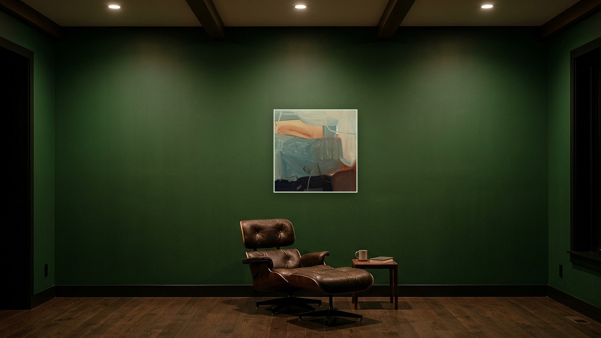 Snack 21 by Nino Yuniardi, shown at 32 × 32 in (81.3 × 81.3 cm) as gallery-wrapped canvas, den