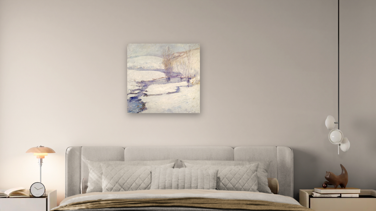 Winter Landscape by John Henry Twachtman, shown at 32 × 32 in (81.3 × 81.3 cm) as gallery-wrapped canvas, bedroom