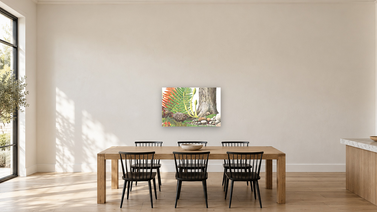 Biggest House In The World XVI by Leo Lionni, shown at 28 × 42 in (71.1 × 106.7 cm) as gallery-wrapped canvas, kitchen