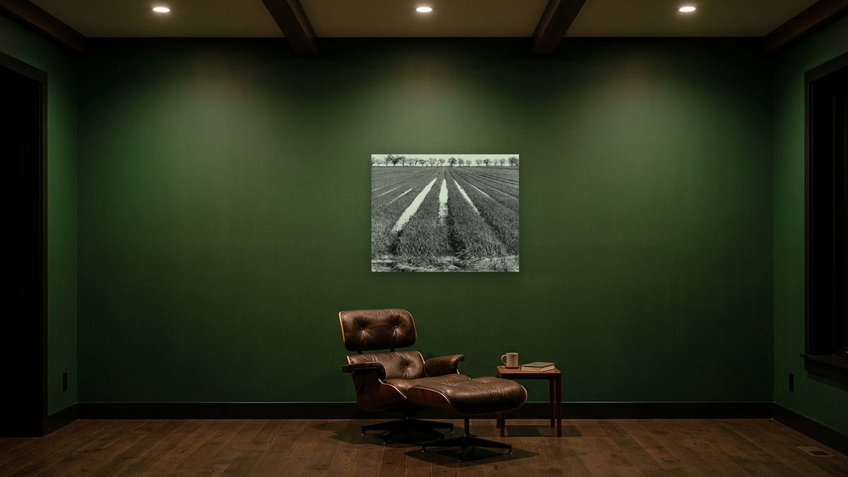 Rice Field by Gordon Osmundson, shown at 32 × 40 in (81.3 × 101.6 cm) as gallery-wrapped canvas, den